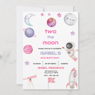 Invitation Deux l'anniversaire de la fille de la Lune