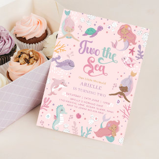 Invitation Deux l'invitation d'anniversaire de la mer. Sirène