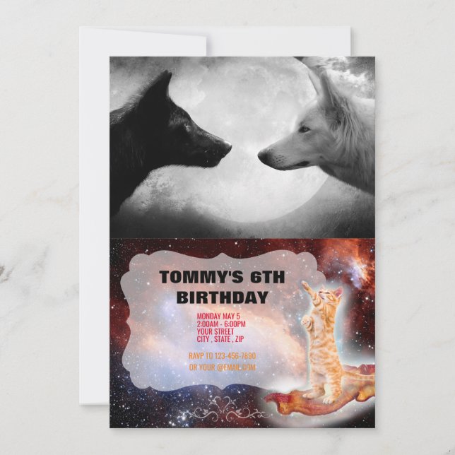 Invitation Deux loups se faisant face (Devant)