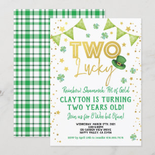 Invitation Deux Lucky 2e anniversaire St Patrick's Day Party