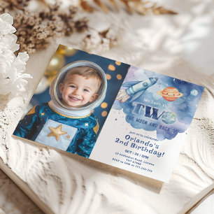 Invitation Deux Lune et arrière Espace Photo 2e anniversaire