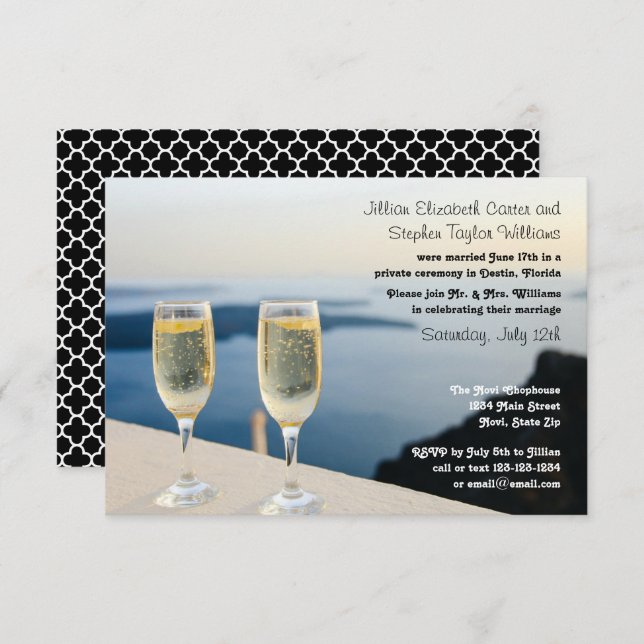 Invitation Deux Lunettes de Champagne Photo - Mariage 3x5 (Devant / Derrière)