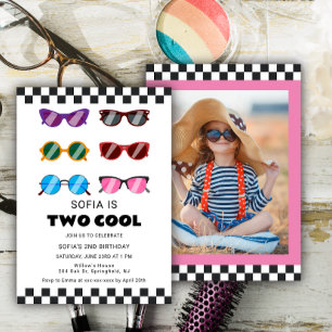 Invitation Deux Lunettes de soleil Cool Fille 2e anniversaire