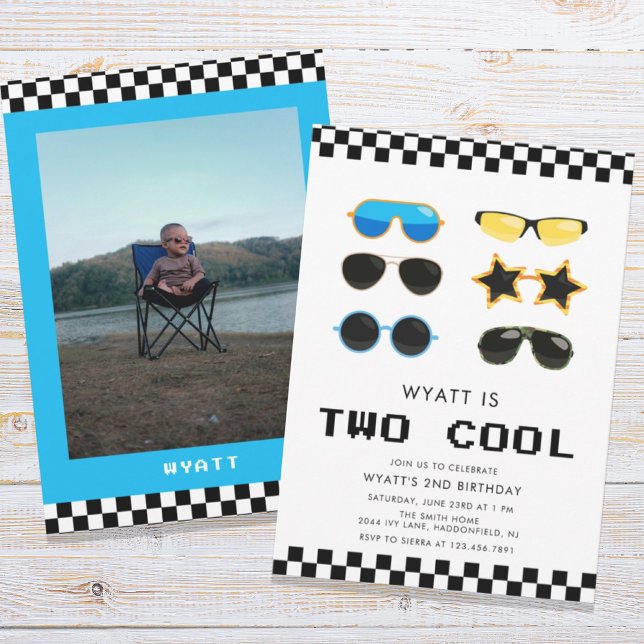 Invitation Deux Lunettes de soleil Cool modernes Boy 2e anniv (Créateur téléchargé)