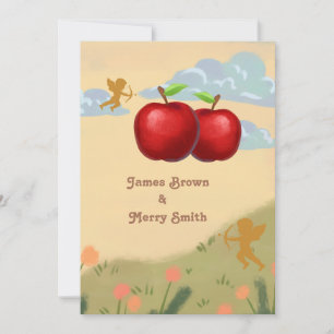 Invitation Deux magnifiques pommes rouges en Mariage d'amour