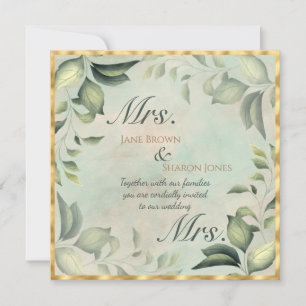 Invitation Deux mariées mariage aquarelle verdure