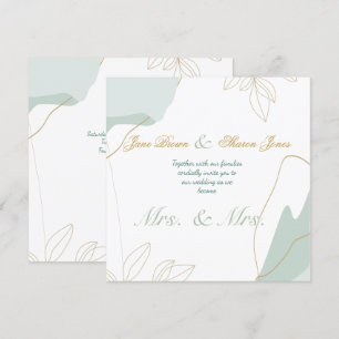 Invitation Deux mariées mariage lesbien aquarelle verdure 