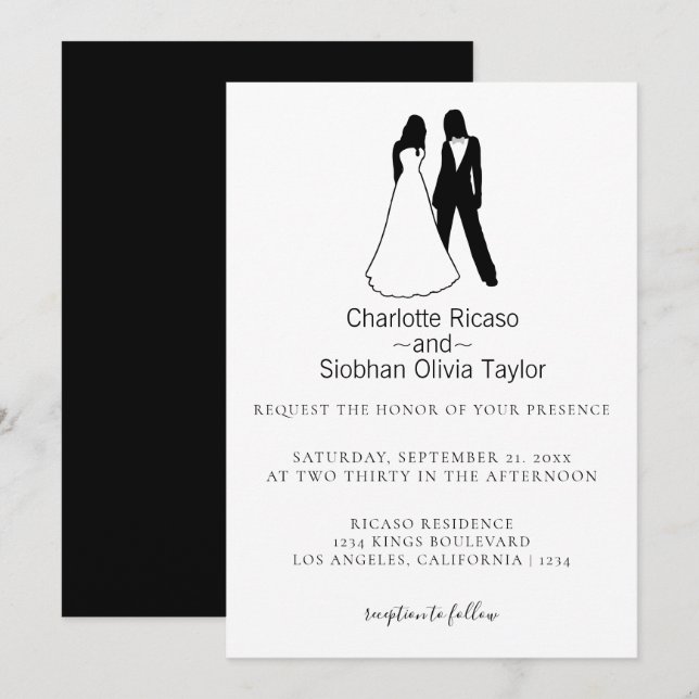Invitation Deux Mariées Sauvegardent Le Mariage Date (Devant / Derrière)