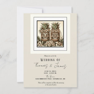Invitation Deux mariés Tête Tiki de Pineapple Gay Mariage Rét