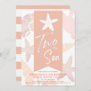 Invitation Deux mer Starfish Coral rose 2e anniversaire Invit