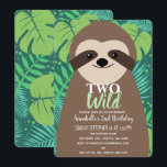 Invitation Deux mignonettes sauvages Sloth Kids Deuxième anni<br><div class="desc">Célébrez la journée spéciale de votre bonté avec ce design de Two Wild Cute Sloth Kids Second Birthday. Vous pouvez customiser plus loin en cliquant sur le bouton "PERSONNALISER". Objets correspondants dans notre boutique pour un thème de fête complet. Pour toute question complémentaire,  veuillez nous contacter à l'adresse ThePaperieGarden@gmail.com</div>