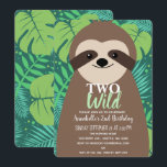 Invitation Deux mignonettes sauvages Sloth Kids Deuxième anni<br><div class="desc">Célébrez la journée spéciale de votre bonté avec ce design de Two Wild Cute Sloth Kids Second Birthday. Vous pouvez customiser plus loin en cliquant sur le bouton "PERSONNALISER". Objets correspondants dans notre boutique pour un thème de fête complet. Pour toute question complémentaire,  veuillez nous contacter à l'adresse ThePaperieGarden@gmail.com</div>