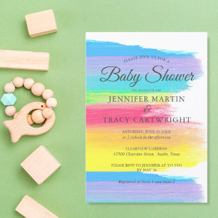 Invitation Deux Moms Arc-en-ciel magnifique Baby shower lesbi