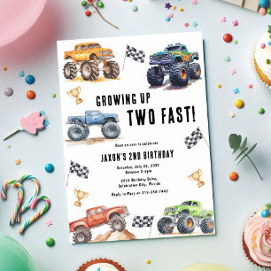 Invitation Deux Monstres Camions Rapides 2ème Anniversaire