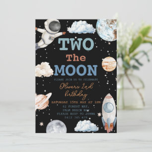 Invitation Deux Moon Boy black Space 2e anniversaire