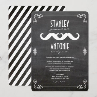 Invitation Deux moustaches aiment le mariage gay sur tableau