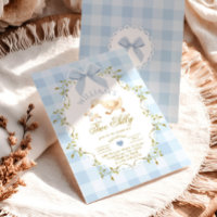 Deux Oie Idiote Bleu Gingham Garçon 2e Anniversair