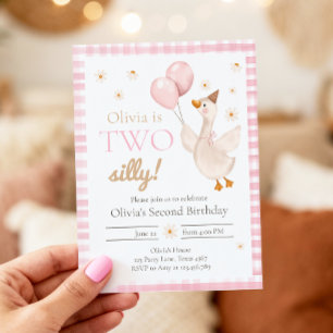 Invitation Deux Oie Idiote Fête de Printemps Fille de Ferme A