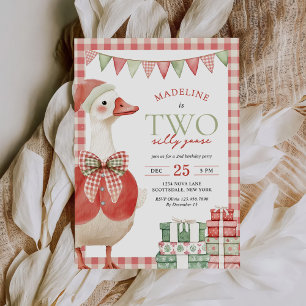 Invitation Deux oies sottes Noël En vichy 2e anniversaire