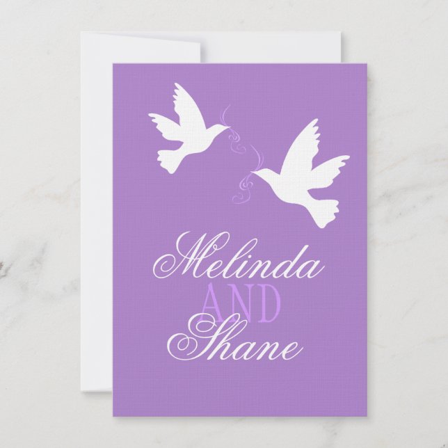 Invitation Deux oiseaux d'amour blancs RSVP de mariage formel (Devant)