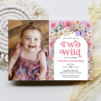 Invitation Deux papillons sauvages Fleur sauvage 2e anniversa