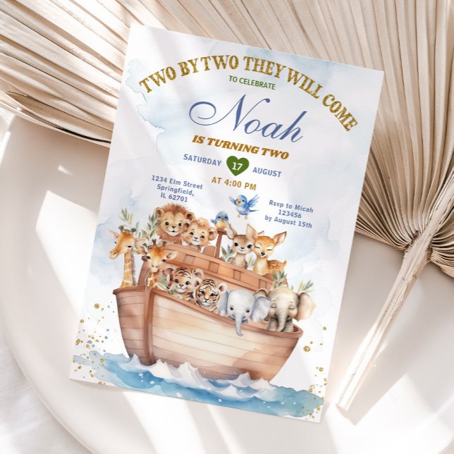 Invitation Deux par deux Noah's Ark Animal Safari 2e annivers (Créateur téléchargé)