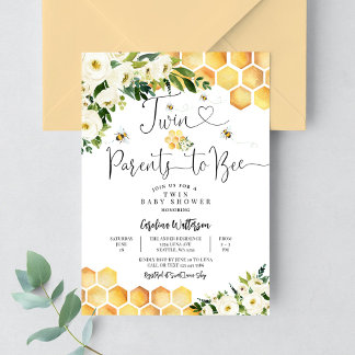 Invitation Deux parents d'abeilles pour un Baby shower d'abei