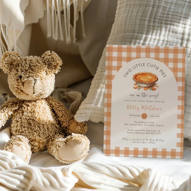 Invitation Deux petites Citrouilles Cutie Pies Automne Baby s (Two Cutie Pies are on their way Fall Baby Shower Invitation)