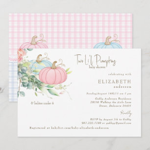 Invitation Deux petites citrouilles rose et bleu Baby Shower