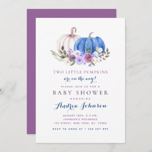 Invitation Deux Petites Citrouilles Twin Boy Girl Baby shower