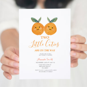 Invitation Deux petites mignonnes sont en route Citrus Orange