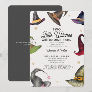 Invitation Deux Petites Sorcières Baby shower d'Halloween Twi