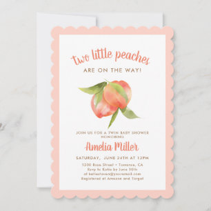Invitation Deux petits Baby showers jumeaux Peaches