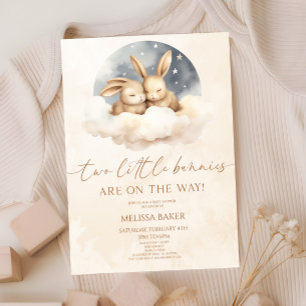 Invitation Deux Petits Bunnies Sont Sur Le Chemin Du Baby sho