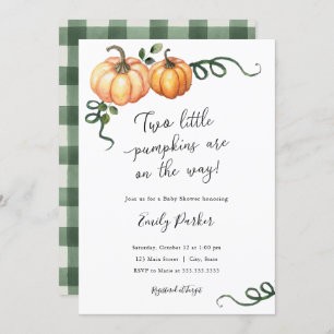 Invitation Deux petits citrouilles en chemin Twin Baby shower