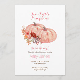 Invitation Deux petits citrouilles en or Rose jumeau