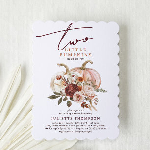 Invitation Deux Petits Citrouilles Fleur d'automne Baby showe