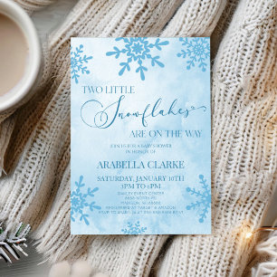 Invitation Deux petits flocons de neige Baby shower jumeaux d