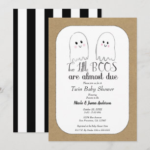 Invitation Deux Petits Jumeaux Fantômes BOOS Fête Prénatale d