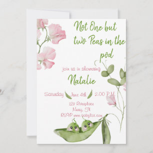 Invitation Deux petits pois dans le Baby shower Pod Twin