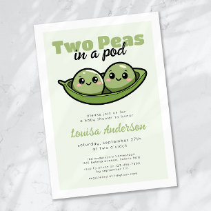 Invitation Deux petits pois dans un Baby shower jumeau Pod