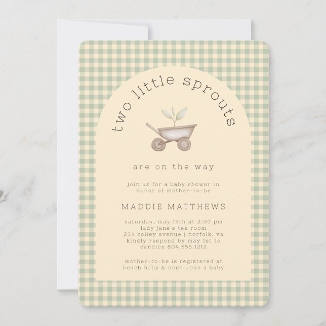 Invitation Deux Petits Pots sont sur le Baby shower Way (Devant)