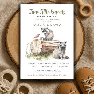 Invitation Deux petits Rascals Baby Raccoon Baby shower jumea