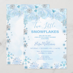 Invitation Deux petits Snowflakes sont en Baby shower
