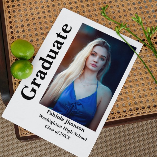 Invitation Deux photos du script noir et blanc du diplômé  (Créateur téléchargé)