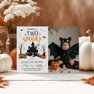 Invitation Deux photos effrayantes d'anniversaire Halloween 2