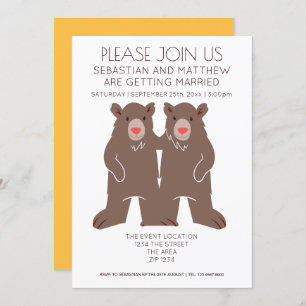 Invitation Deux pièces Cartographie Ours Mariage Gay