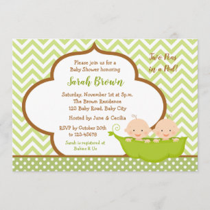 Invitation Deux pois dans un Baby shower de pois (Neutre)