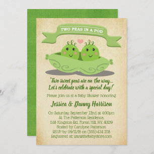 Invitation Deux Pois Dans Un Baby shower Jumeau Pod