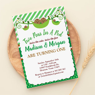 Invitation Deux Pois Dans Une Pod Twins Anniversaire